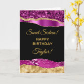 Paarse en goudscheuren zoete zestien kaart (Gele Bloem)