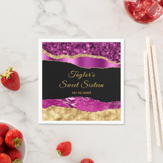 Paarse en goudscheuren zoete zestien servet (Insitu)