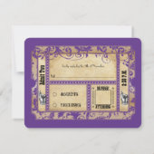 Paarse en goudschotwijn Oud papieren bruiloft RSVP (Achterkant)