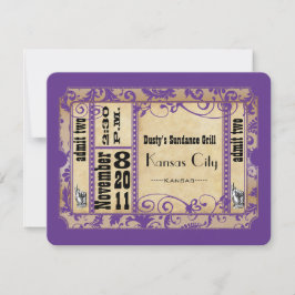 Paarse en goudschotwijn Oud papieren bruiloft RSVP