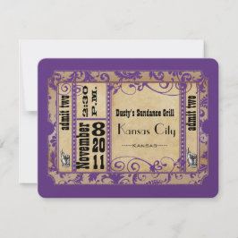 Paarse en goudschotwijn Oud papieren bruiloft RSVP