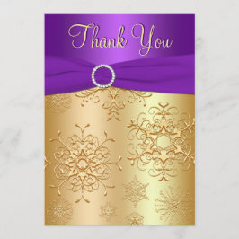 Paarse en goudsneeuwvlokken Hartelijk dank Bedankkaart