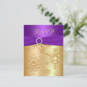 Paarse en goudsneeuwvlokken RSVP-kaart RSVP Kaartje (Staand voorkant)