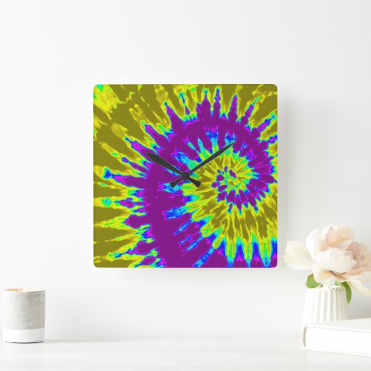 Paarse en goudspieren vierkante klok (Huis)