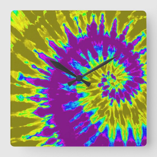 Paarse en goudspieren vierkante klok (Voorkant)