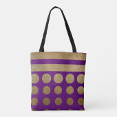 Paarse en goudstaven en Stippen, gemononeerd Tote Bag (Achterkant)