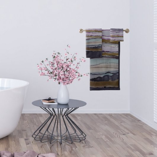 Paarse en goudstrips Modern Bad Handdoek