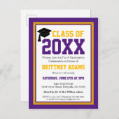 Paarse en goudstudiepartij uitnodiging briefkaart (Voorkant / Achterkant)