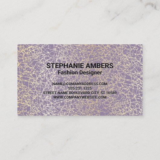 Paarse en goudtextuur | Modern Visitekaartje (Achterkant)