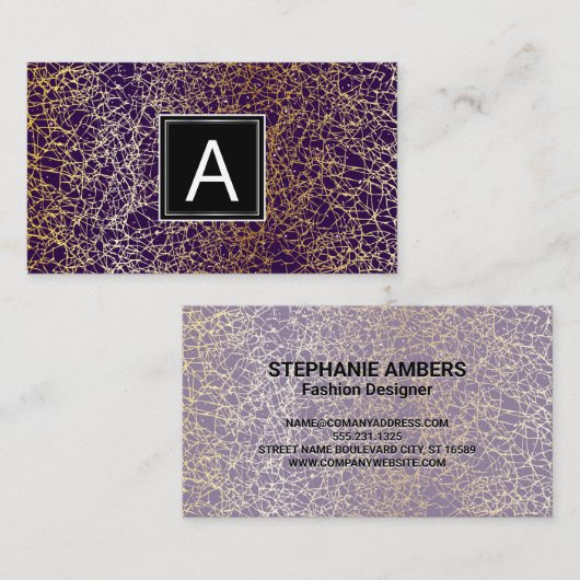 Paarse en goudtextuur | Modern Visitekaartje (Voorkant / Achterkant)
