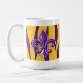 Paarse en goudtijgerstreep met Fleur de Lis Koffiemok (Links)