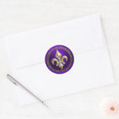 Paarse en goudvaar de Lis Envelope Seal Ronde Sticker (Envelop)
