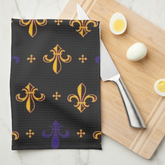 Paarse en goudvaten De Lis Theedoek (Quarter Fold)