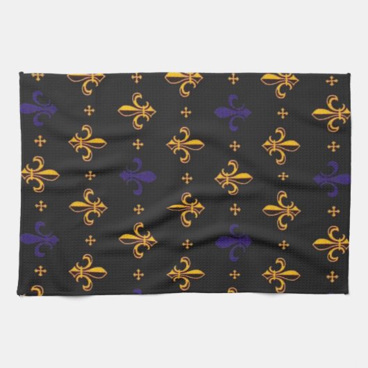 Paarse en goudvaten De Lis Theedoek (Horizontaal)