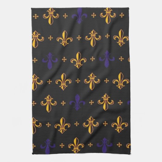 Paarse en goudvaten De Lis Theedoek (Verticaal)