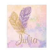 Paarse en goudveren Peach Waterverf Fantasy Notitieblok (Voorkant)