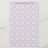Paarse en goudvleur de lis Stationery Briefpapier (Voorkant)