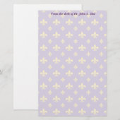 Paarse en goudvleur de lis Stationery Briefpapier (Voorkant / Achterkant)