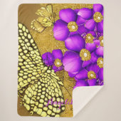 Paarse en goudvlinder Persoonlijke naam Sherpa Deken (Voorkant)