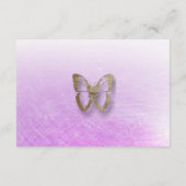 Paarse en goudvlinderdpapieren voor de bruiloft informatiekaartje (Achterkant)