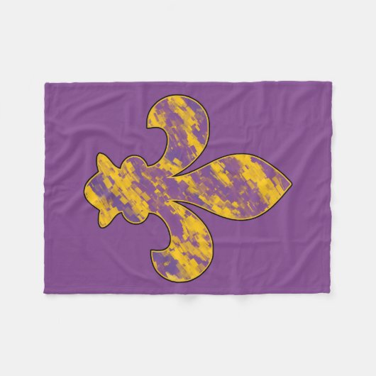 Paarse en goudvlooier de lis Fleece Blanket Deken (Voorkant (Horizontaal))