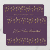 Paarse en goudvloour de Lis-Confetti Kaart (Voorkant / Achterkant)