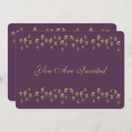 Paarse en goudvloour de Lis-Confetti Kaart (Voorkant / Achterkant)