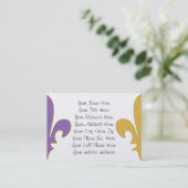 Paarse en goudvloour de lis giften visitekaartje (Staand voorkant)