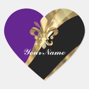Paarse en goudvloour de lys hart sticker
