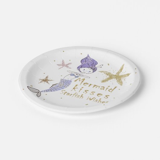 Paarse en goudzangerpartij papieren bordje (Gekanteld)