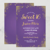 Paarse en goudzoete 16-jarige legant kaart (Voorkant / Achterkant)