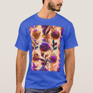 Paarse en goudzomerse Floral zonder naadloos patro T-shirt