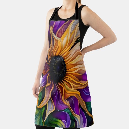 Paarse en goudzonnebloem schort (Insitu)