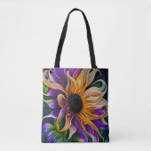 Paarse en goudzonnebloem tote bag (Voorkant)