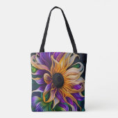Paarse en goudzonnebloem tote bag (Achterkant)