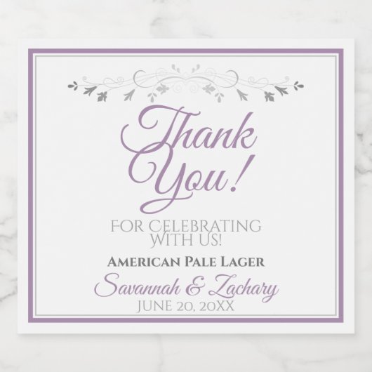 Paarse en grijs Eenvoudig verbond bedankt Bier Etiket (Enkel label)