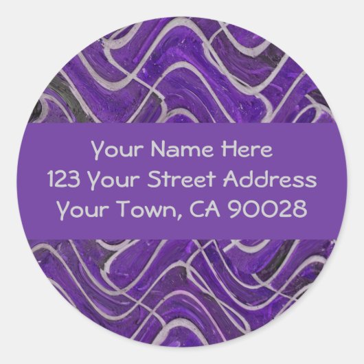 paarse en grijze adresetiketten ronde sticker (Voorkant)