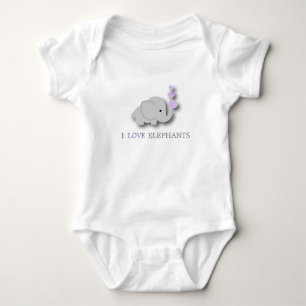 Paarse en grijze Baby olifant Romper