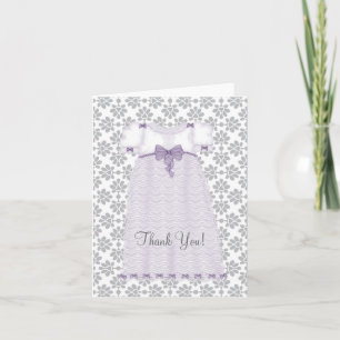 Paarse en grijze baby shower bedankkaartjes bedankkaart