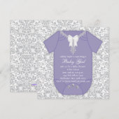 Paarse en grijze Baby shower Kaart (Voorkant / Achterkant)