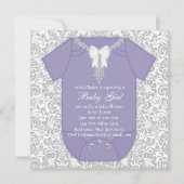 Paarse en grijze Baby shower Kaart (Voorkant)