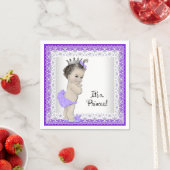 Paarse en grijze babymeisjesdouche servet (Insitu)