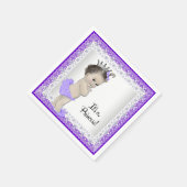 Paarse en grijze babymeisjesdouche servet (Hoek)