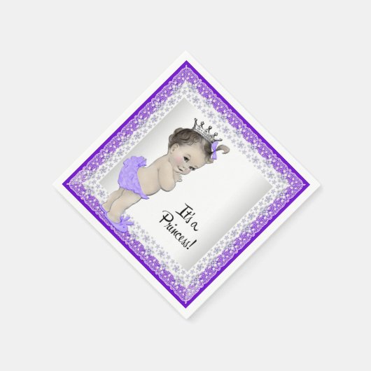 Paarse en grijze babymeisjesdouche servet (Hoek)