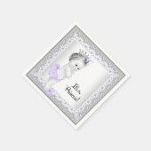 Paarse en grijze babymeisjesdouche servetten (Hoek)