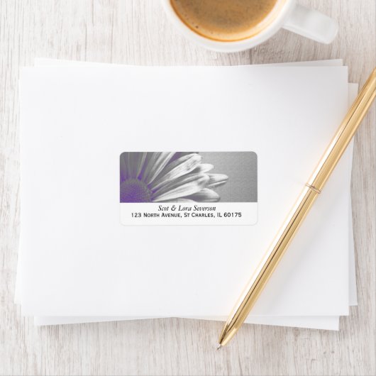 Paarse en Grijze Bloemen Hoogtepunten Retouradres Etiket (Insitu)