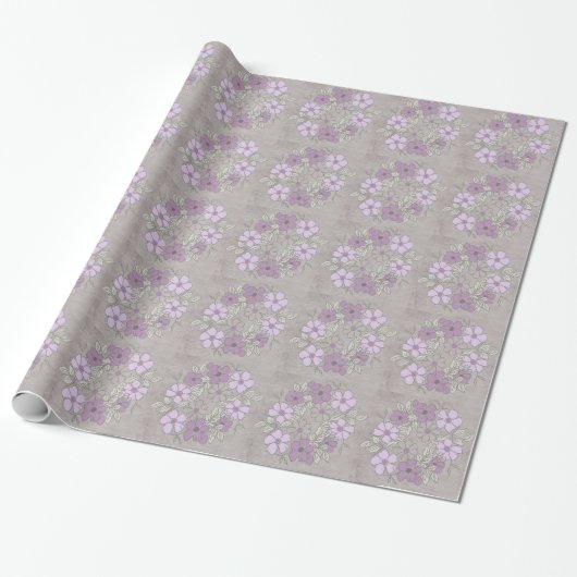  Paarse en grijze bruiloft Cadeaupapier (Uitgerold)