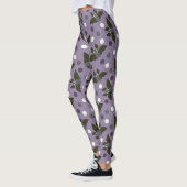 Paarse en grijze Cartoon vleermuizen Polka Dots Ha Leggings (Links)