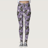 Paarse en grijze Cartoon vleermuizen Polka Dots Ha Leggings (Voorkant)