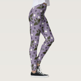 Paarse en grijze Cartoon vleermuizen Polka Dots Ha Leggings